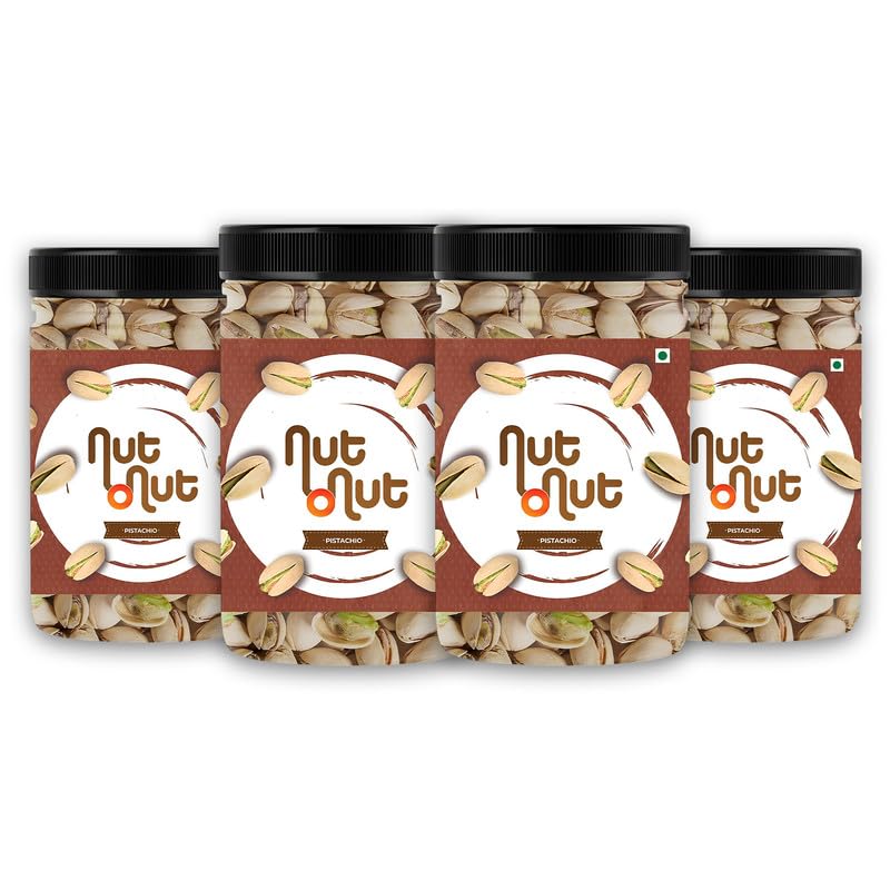 Image of Nut O Nut Roasted Pistachios 1KG (Pista 250gm x 4) -California Jumbo Roasted Pistachio Salted-Healthy Snack Option-Nuts and Dry Fruits