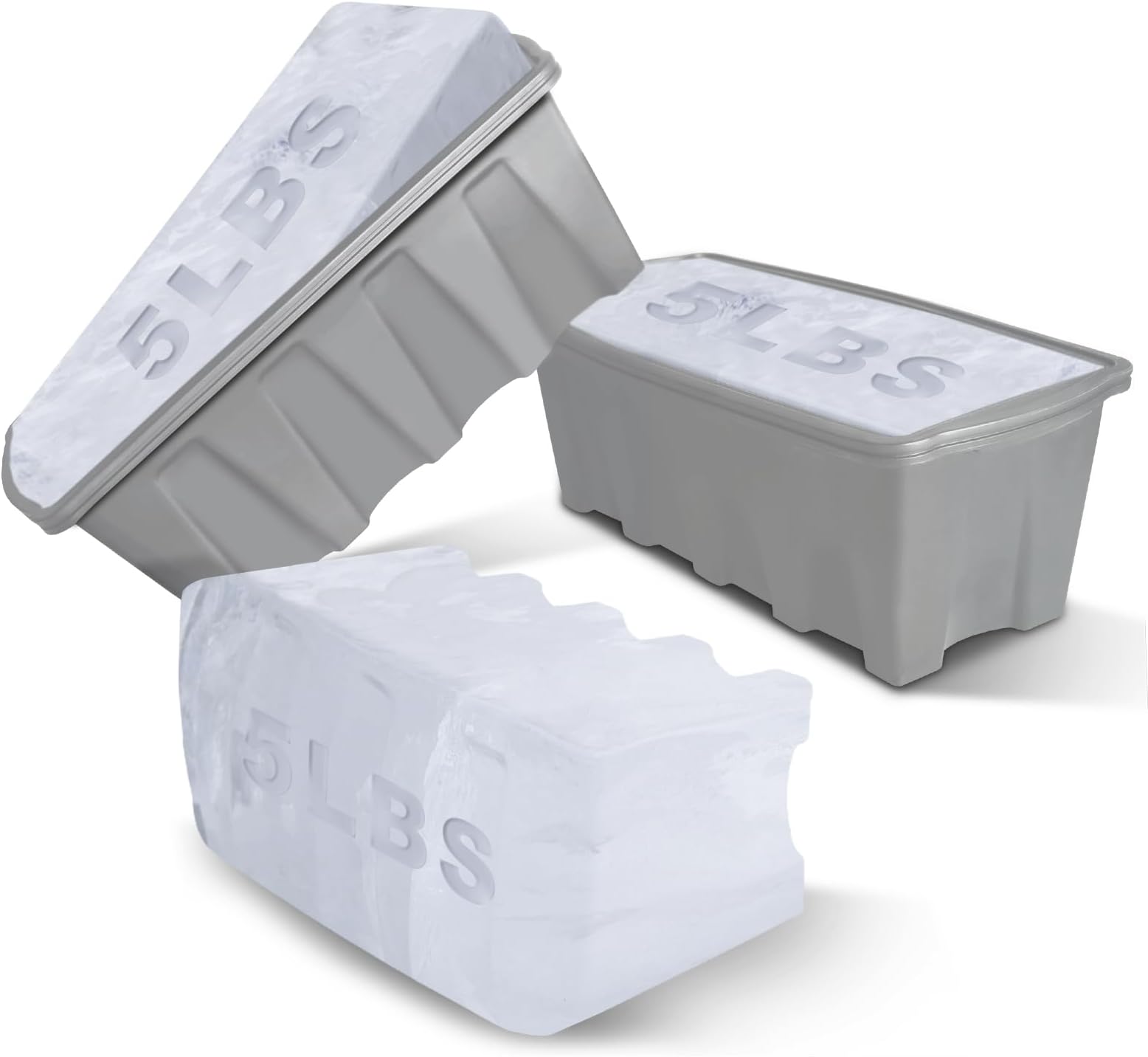 Large Ice Molds for Ice Bath,Reusable Ice Block Molds for Cold Plunge Tub,Silicone Molds with Double Thickened Edge and Reinforced Steel,Durable and Deformity-proof in Freezing (Gray, 2 Pack)