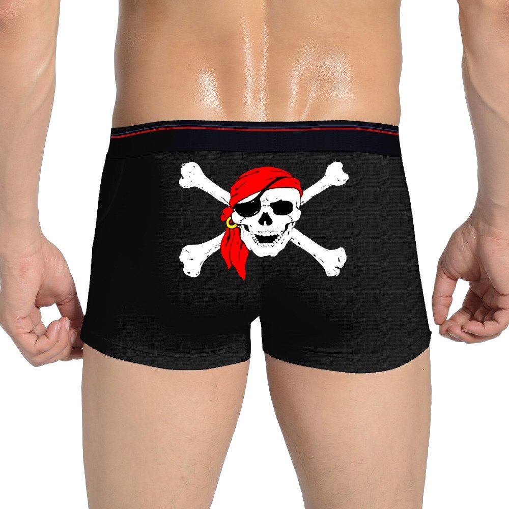 Designer Sexy Men's Comfortable Cotton Jolly Roger Pirate Flag Skull Valentines Sheer Panties Underwear Satin Thongs Panties