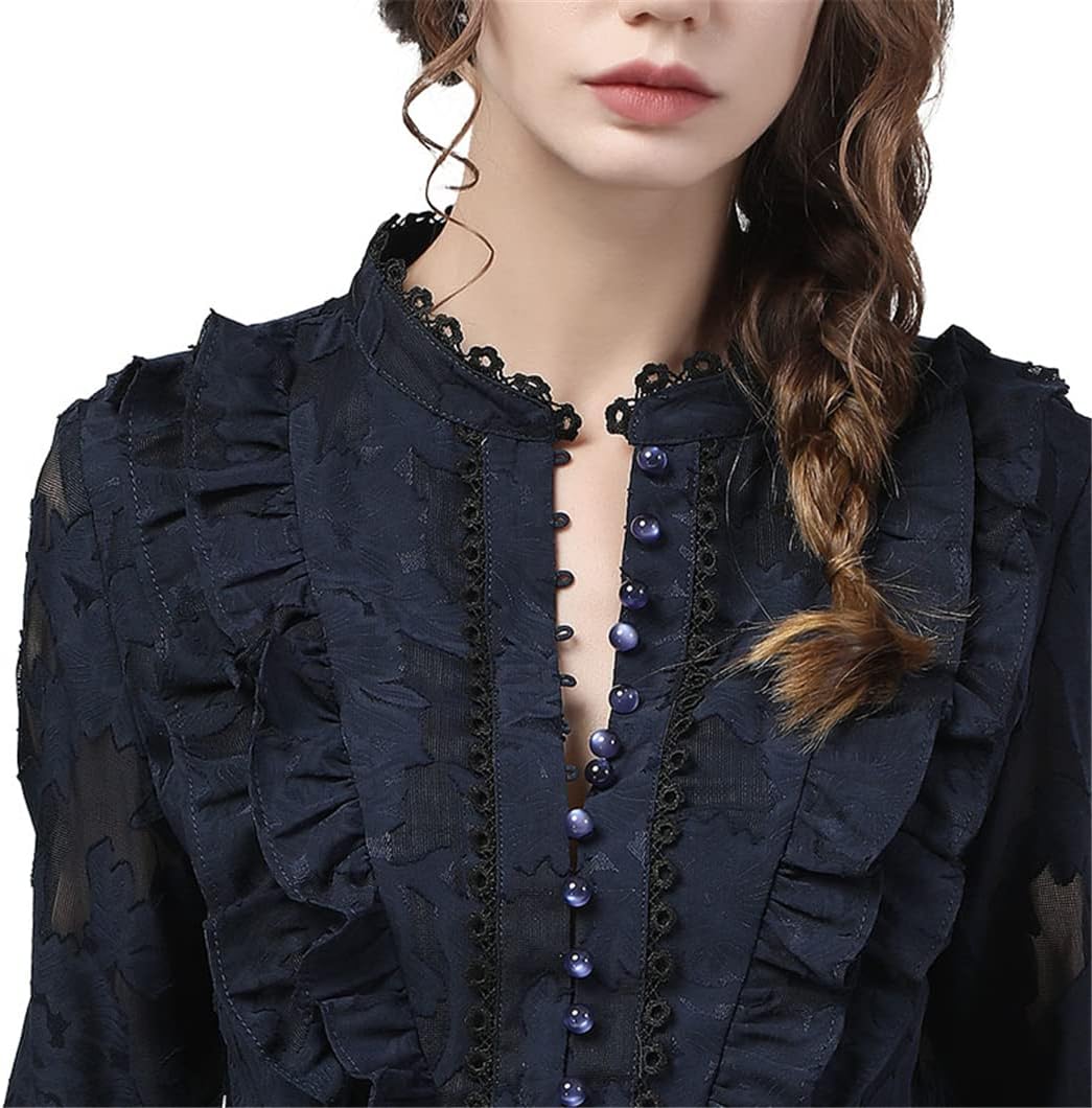 Disimlarl Lace Tops Women Autumn Ruffles Mesh Shirts Loose Plus Size Female Causal Office Blouses