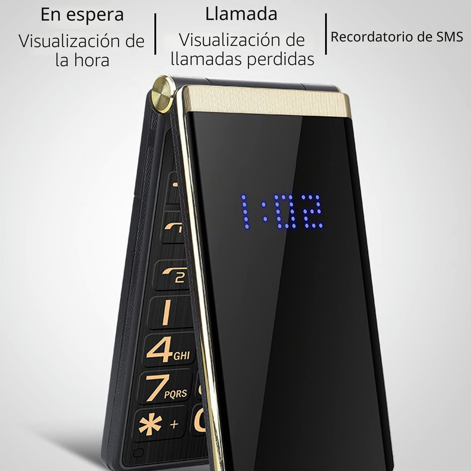 Teléfono Celular Desbloqueado para Personas Mayores con Tapa, Teléfono Móvil Multifunción con Tapa Fácil de Usar para Personas Mayores con Botón SOS Y Altavoz, Doble SIM, Doble Modo de Espera, Lintern