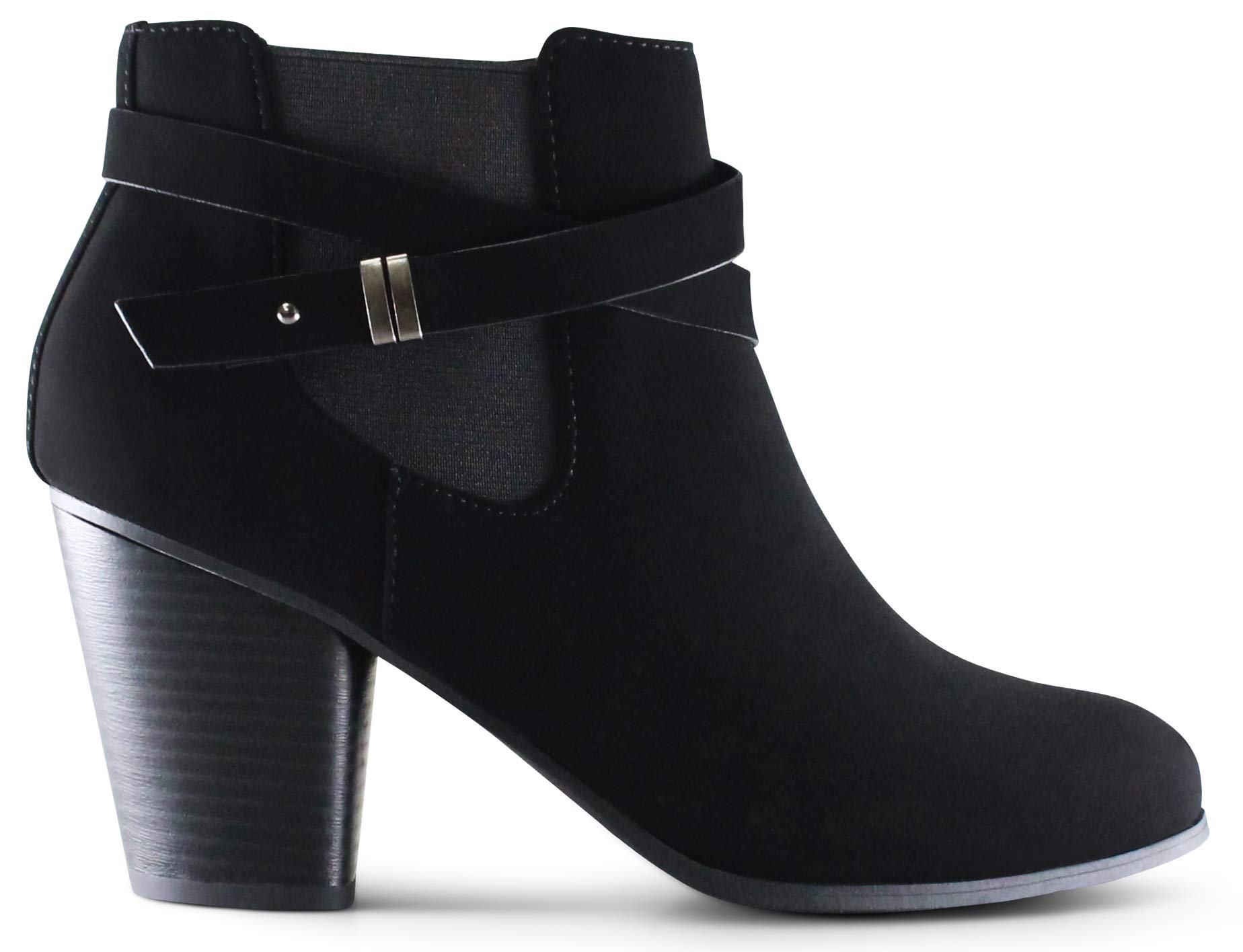 MARCOREPUBLICMontreal Women's Almond Toe High Chunky Block Stacked Heels Ankle Booties Boots