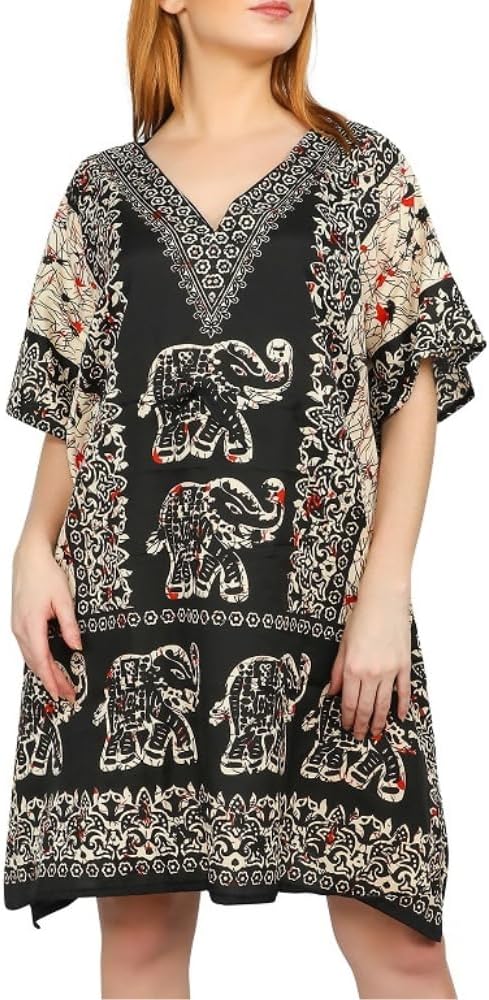 Short Kaftan Beach Cover ups Dresses for Women Ladies Dashiki African Caftan Loungewear Free Size