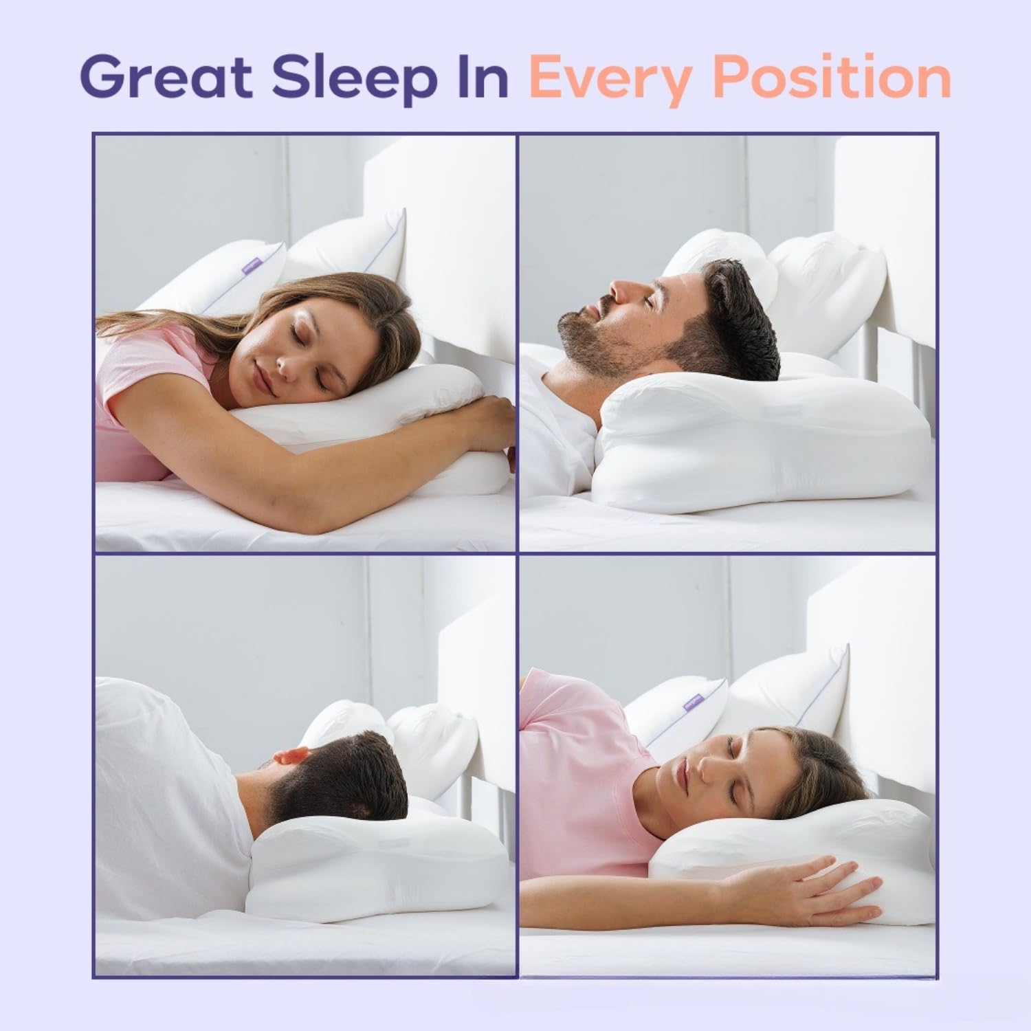 Almohada de cuello de espuma viscoelástica, diseño transpirable 3D para un sueño profundo, soporte de presión cero