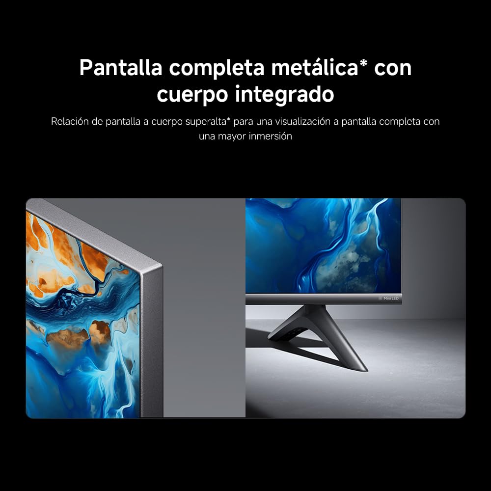 XIAOMI TV S Mini 65", Diseño sin Bordes, Google TV, QD-Mini LED, 1200 nits de Brillo máximo, Alta tasa de refresco 4K de 144 H,Ultra Fluido para Gaming, Dolby Vision IQ & Dolby Atmos,Google Assistant