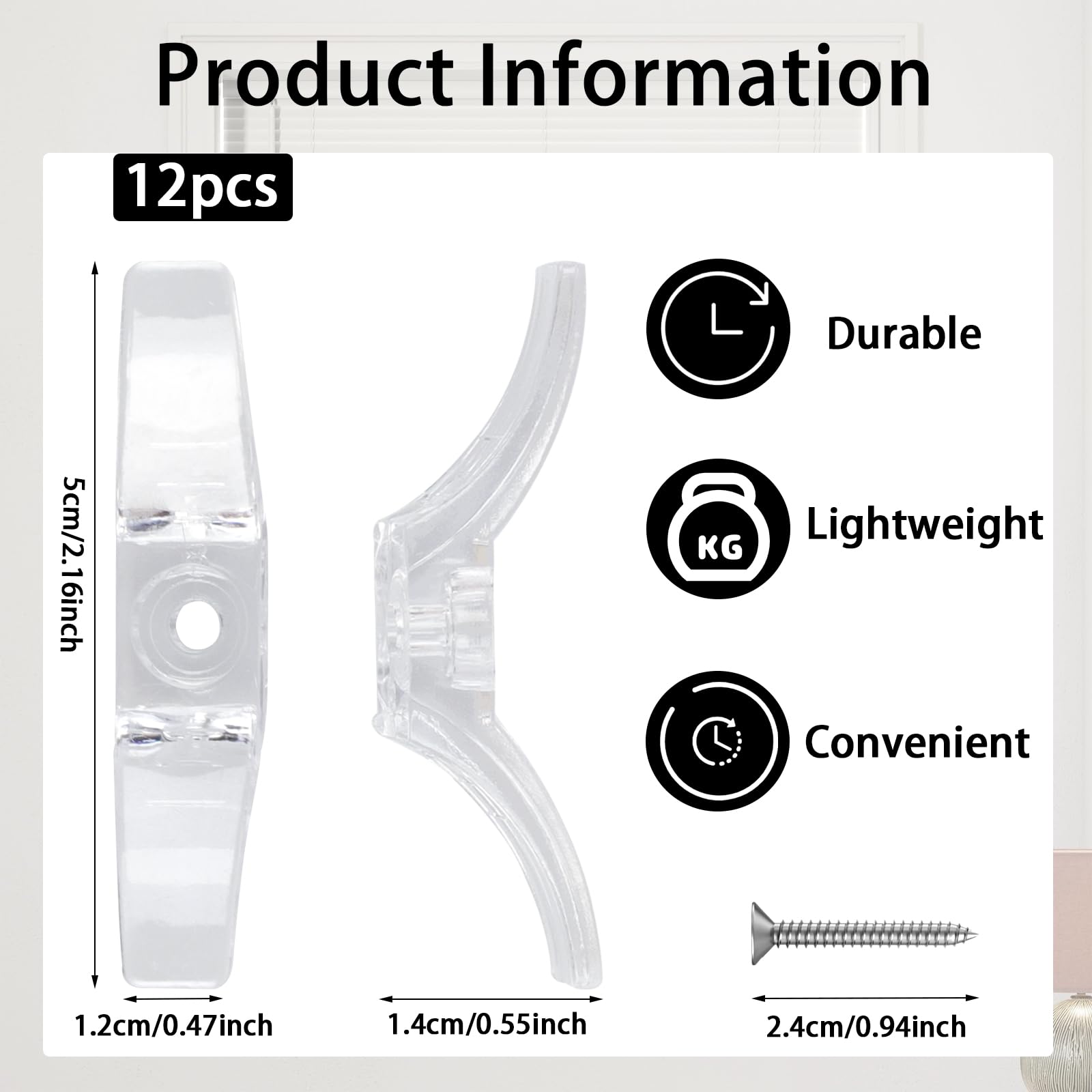 Maxqzin 12PCS Cord Cleats for Blinds, Blind Cord Holder Plastic Transparent Blind Cord Winder with Screws Blind Cord Safety for Home Blinds Curtains Sun Shades Ropes