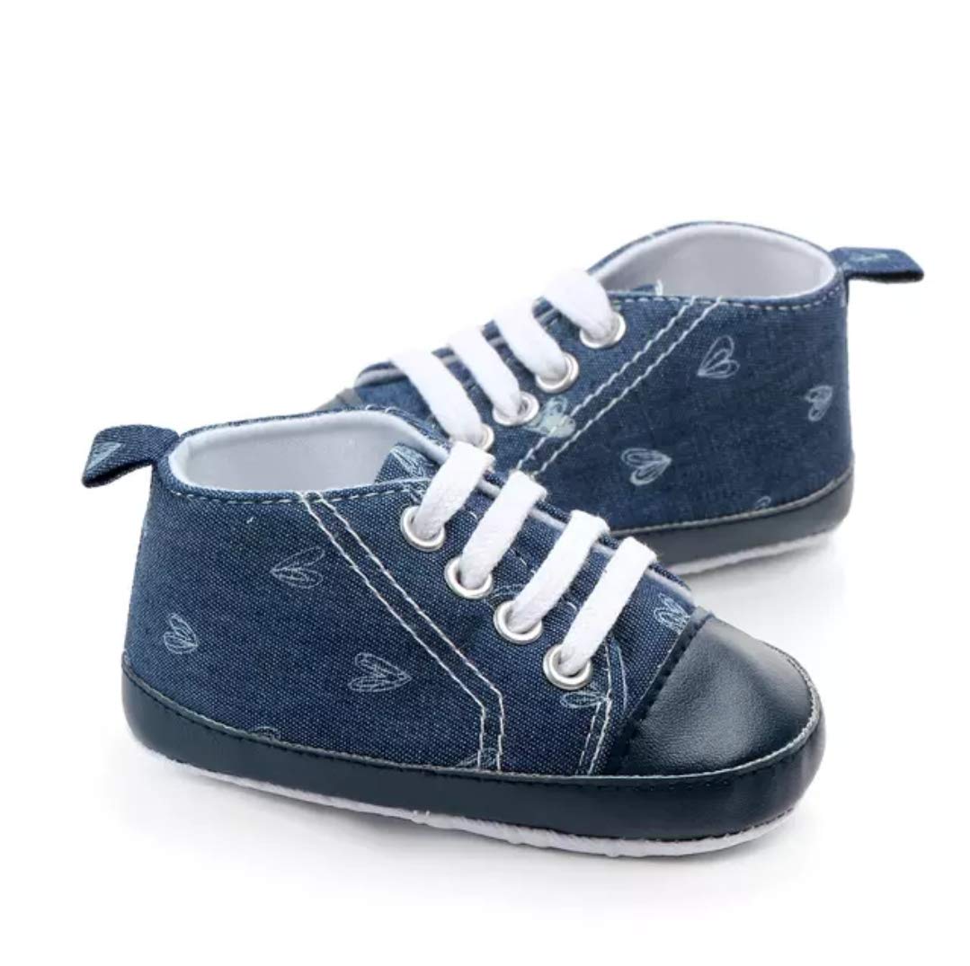 New Born Babies Casual Denim Lace Prewalker Shoe Blue