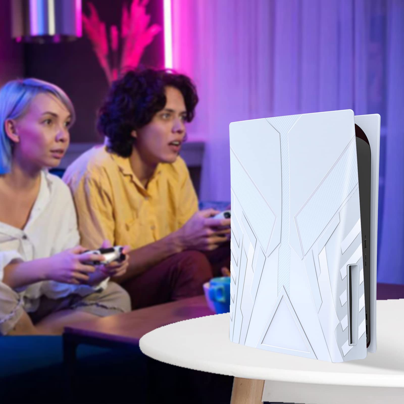 HEYSTOP Faceplate Kompatibel mit PS5 Cover für PS5 Konsole, PS5 Bildbausteine Hartes Seitenplatte Hülle für Playstation 5 Konsole Disc Edition, Ersatzplatte Abdeckung Skin für PS5 Zubehör,Weiß