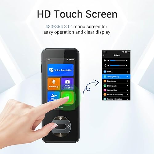 Miniatura 3 de Wooask Dispositivo traductor de idiomas sin conexión W10 Traducción precisa en línea sin conexión Traducción instantánea de voz en 144 idiomas y