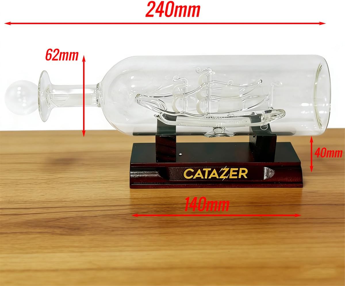 Ship in A Bottle Glass Boat Wooden Home Room Decoration Vintage Hogar Decoration Accessories (White)
