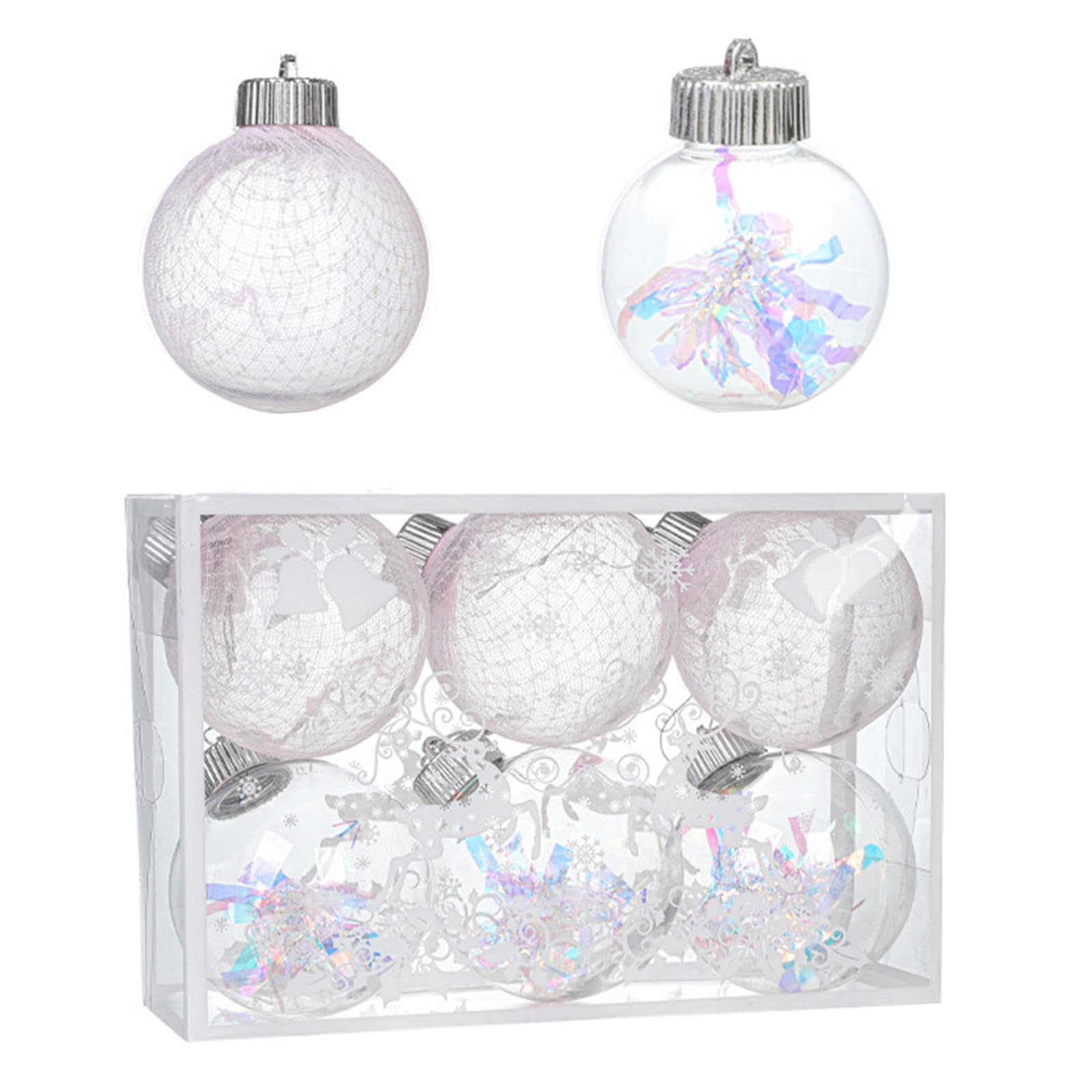 Carotoe C Arotoe 6Pcs / Pack Meshes Ribbon Sphere Hristmas Tree Hanging Decorations For Hristmas Elebration Tree Ornaments