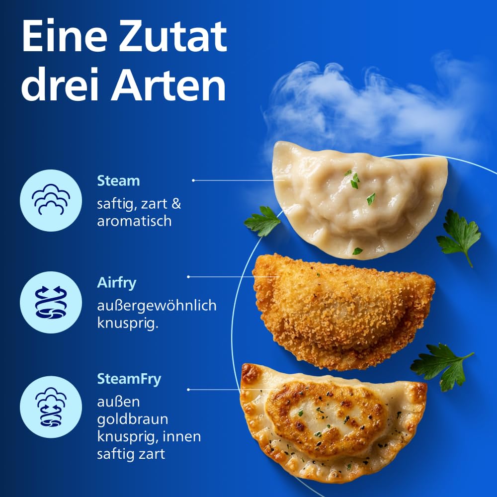 Philips Steam Airfryer 5000 Series Dual Basket Heißluftfritteuse 9L RapidAir Plus Dampfgar-Funktion NA550/00