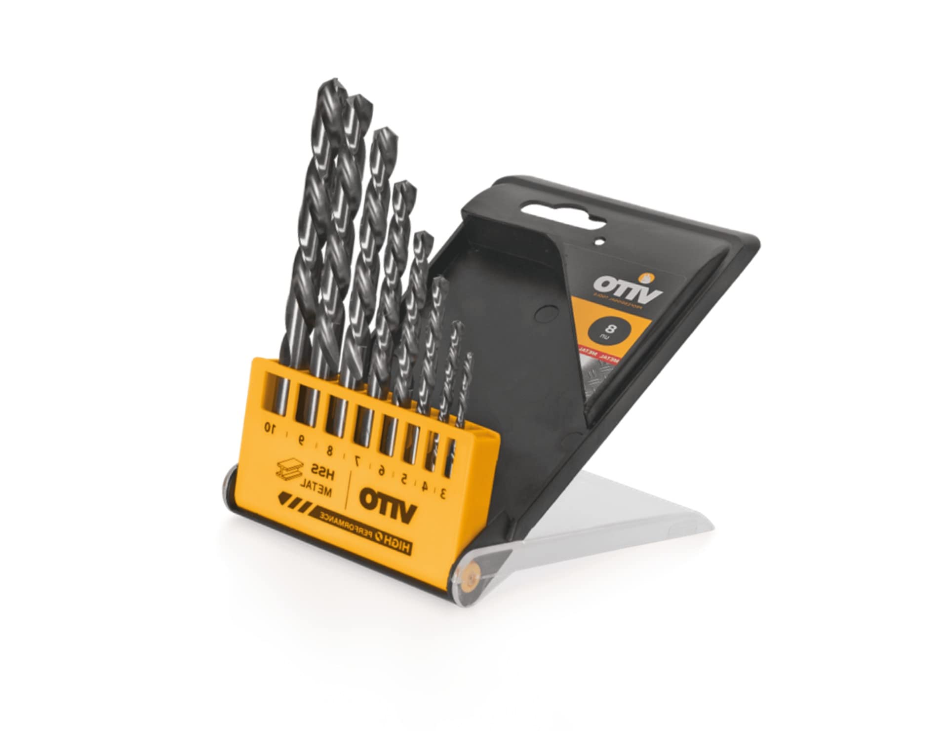 Wiertła COBALT Zestaw 8 sztuk Ø 3,4,5,6,7,8,9,10 mm VITOPOWER Stal kobaltowa