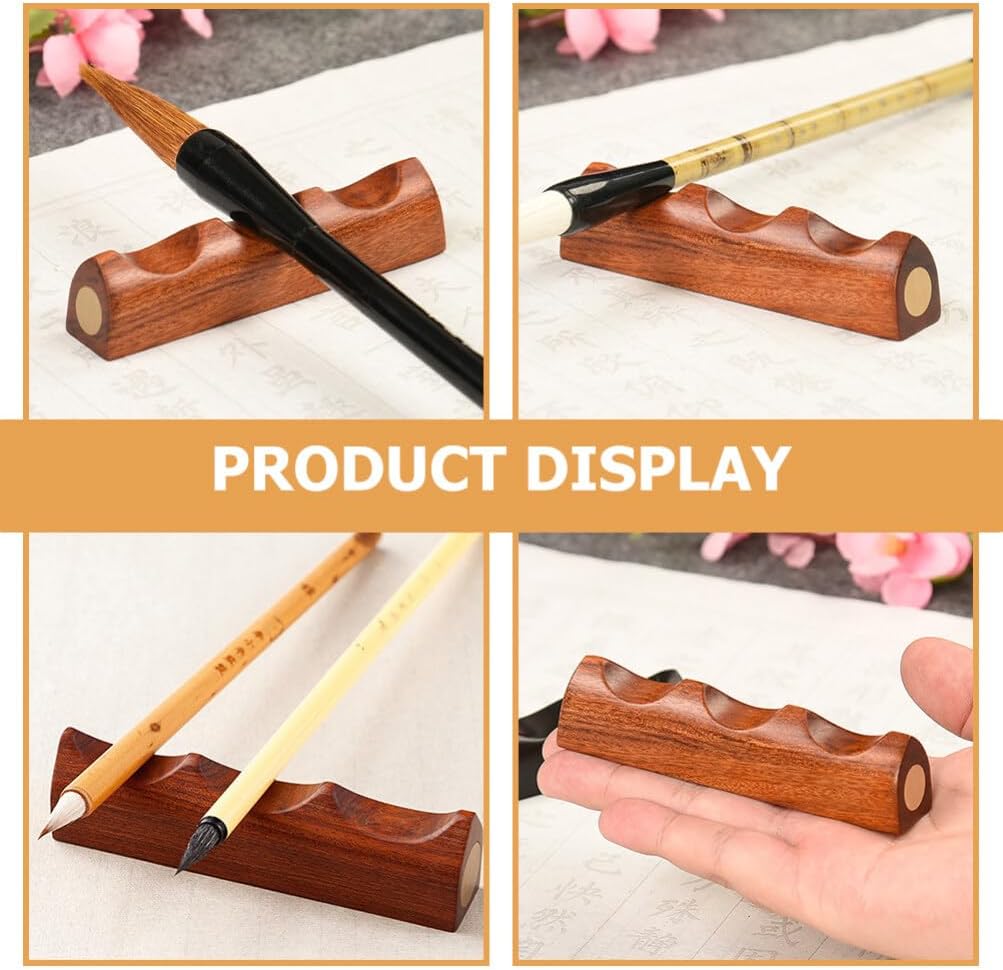 Paint Brush Holder for Artists Calligraphy Pen Rack Traditional Chinese Design Practical Brush Rest for Writing and Drawing Sandalwood Material Use