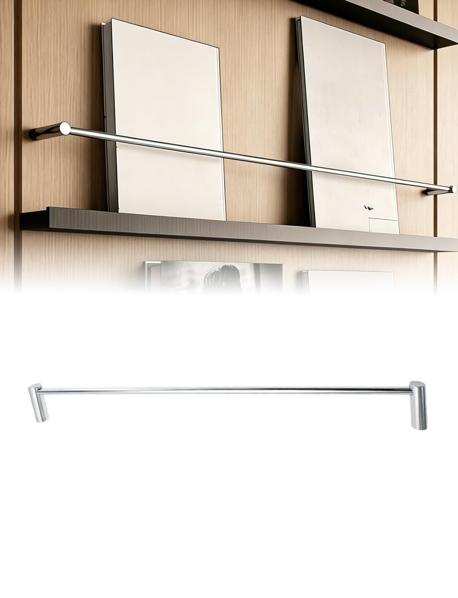 Aluminum Fence for Shoe Rack, Decorative Shelf Guard Rail for Wood Cabinets, Wardrobe Barrier Rod, Display Cupboard(Silver,56cm/22in)