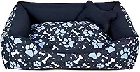 Cama para Cachorro Grande 70X55 Com Zíper Estampa Ossinho Marinho