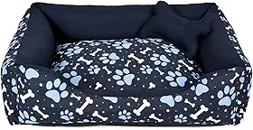 Cama para Cachorro Grande 70X55 Com Zíper Estampa Ossinho Marinho