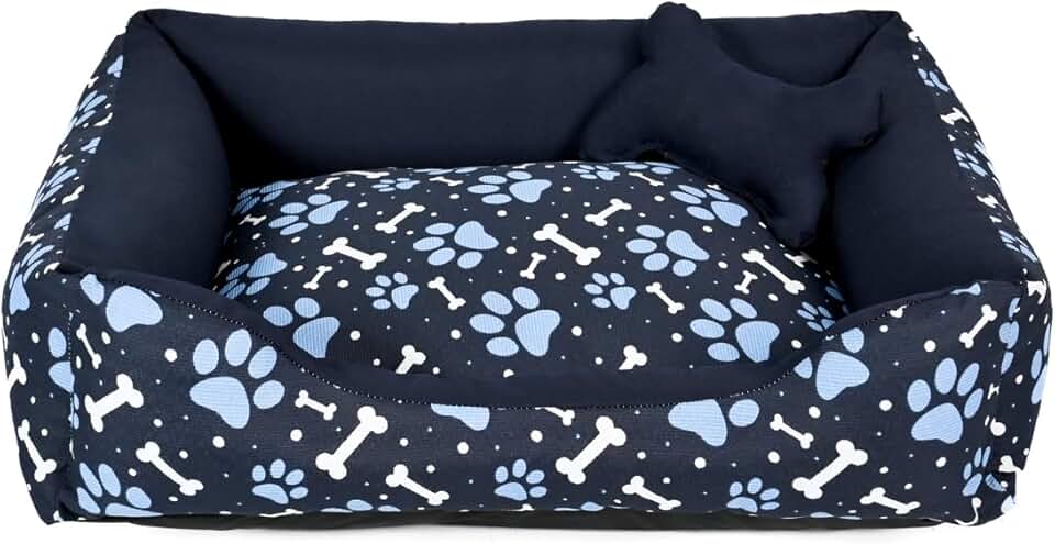 Cama para Cachorro ou Gato Tamanho Médio 60x55cm + Ossinho Marinho