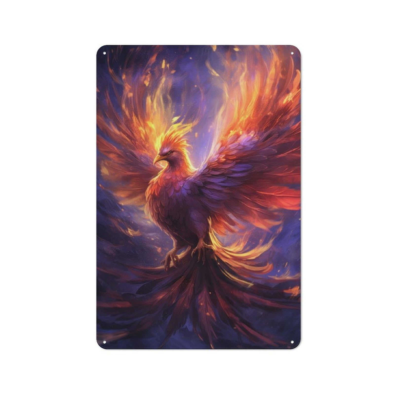 Junmoney Rising Phoenix Metal Sign 30X20cm With For Workshop Wall, Rustic Decor, For Collectors Decorating Workshops And Hobby Rooms