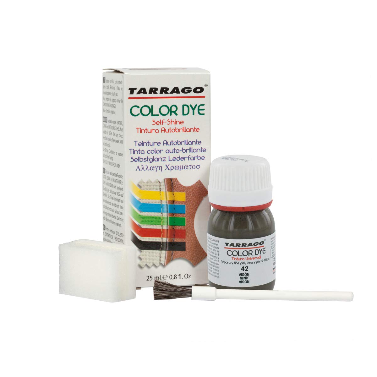 Tinte para Zapatos y Bolsos de Cuero y Textil con Esponja y Brocha | Cubre Rozaduras y Desgastes del Calzado | Gama de 90 colores — view 88