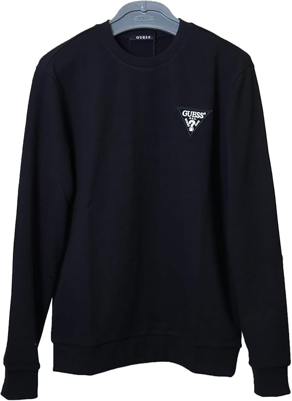 Amazon Guess ゲス メンズ スエット プルオーバー トレーナー Mi3k9455 刺繍 ワッペン エンブレム ブラック アイボリー マスタード パープル M ブラック トレーナー パーカー 通販