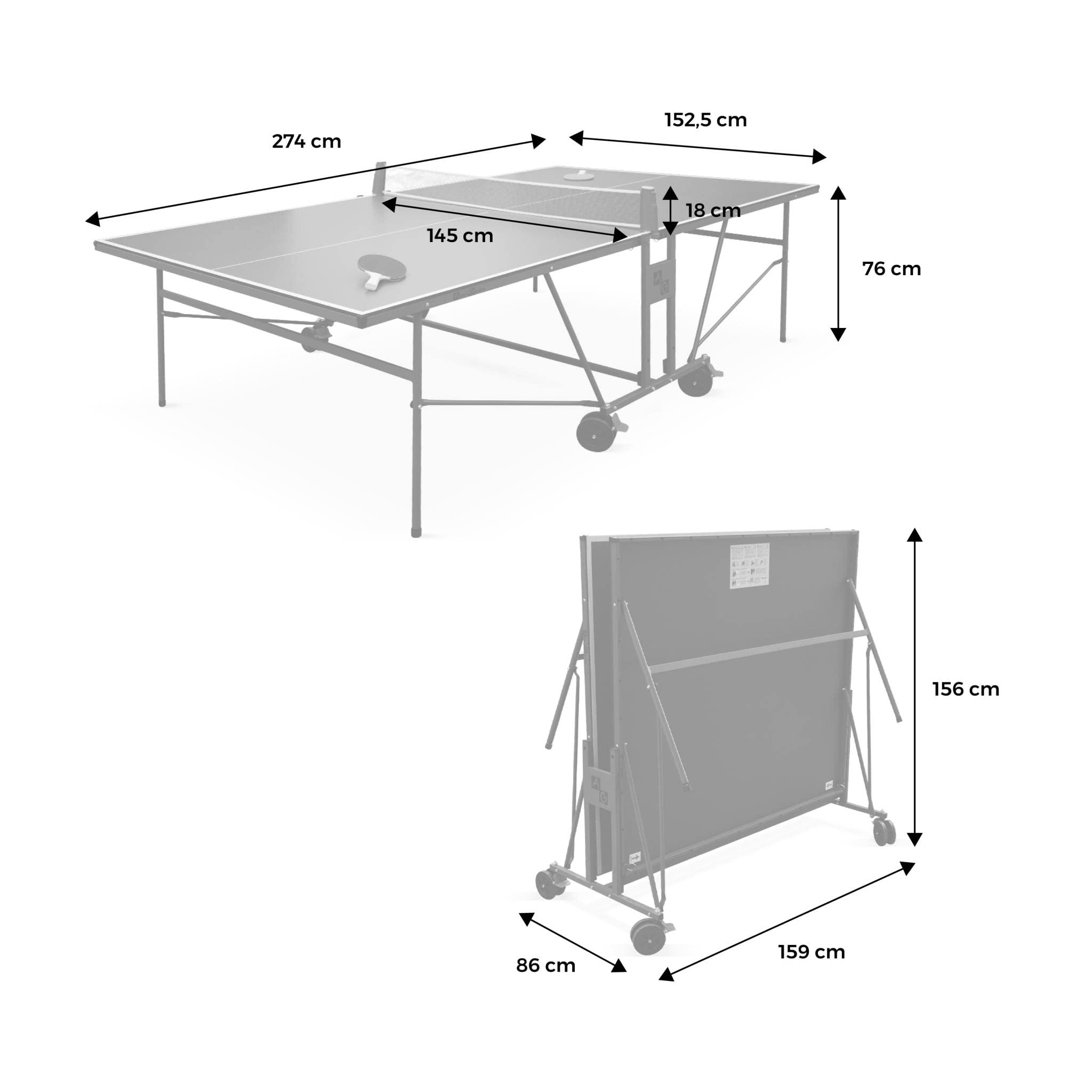 Alice's Garden - Table de ping Pong Indoor Bleue - Table Pliable avec 2 Raquettes et 3 balles. pour Utilisation intérieure. Sport Tennis de Table