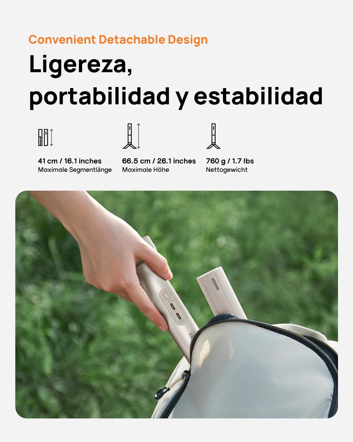 XGIMI Soporte PowerBase (Nuevo), Soporte 2en1 con Batería , Montaje Rápido, Ligero, Portátil y Estable，Diseñado MoGo 2 Pro (New), MoGo 3 Pro y Elfin Flip Plus