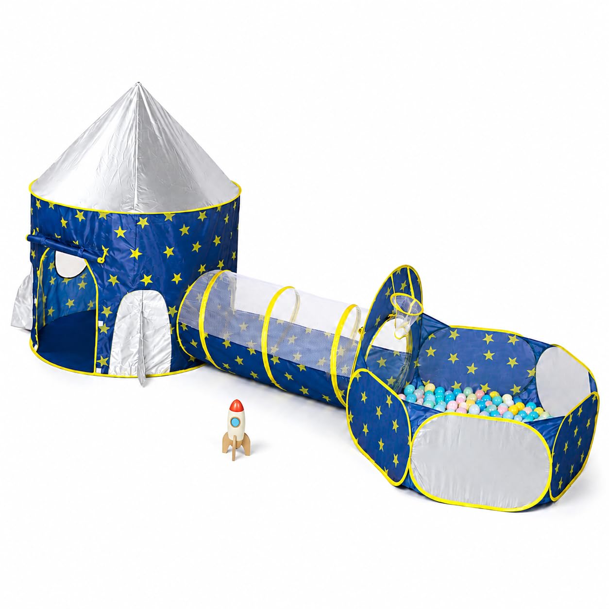 SISTICKER Tenda da gioco per bambini con tunnel: tenda a tunnel pop-up 3 in 1 con vasca per palloni per bambini, custodia inclusa (senza palline)