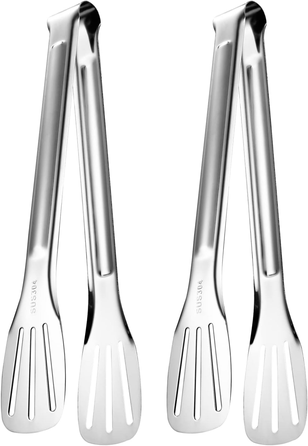 Kitchen Tongs,2 Pcs Stainless Steel Cooking Tongs 304 Sturdy Resistant BarbecueTongs Buffet