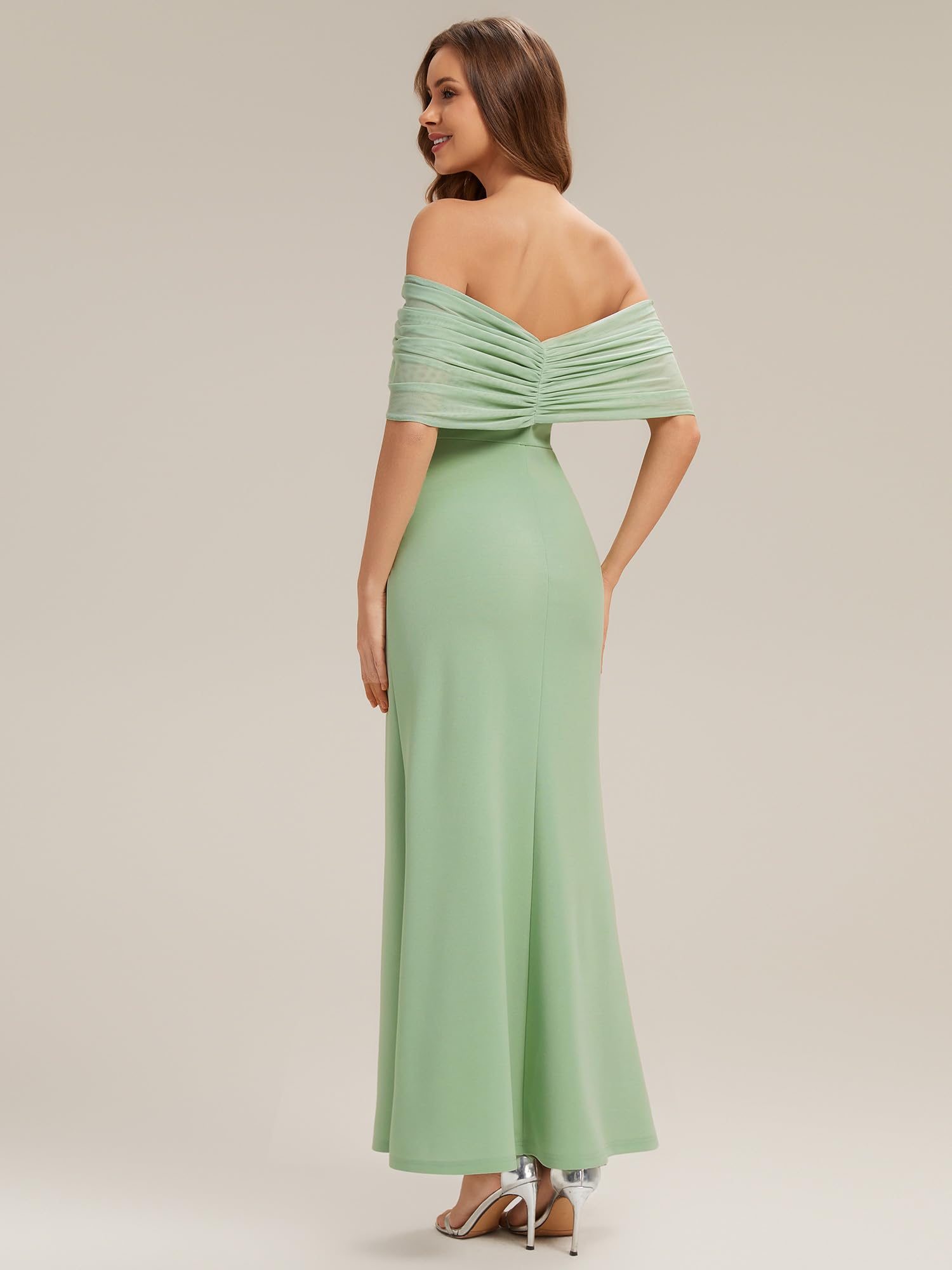 Ever-Pretty Abiti da Damigella Tubetop Maniche Corte Maglieria Maxi Linea Dritta ES02693