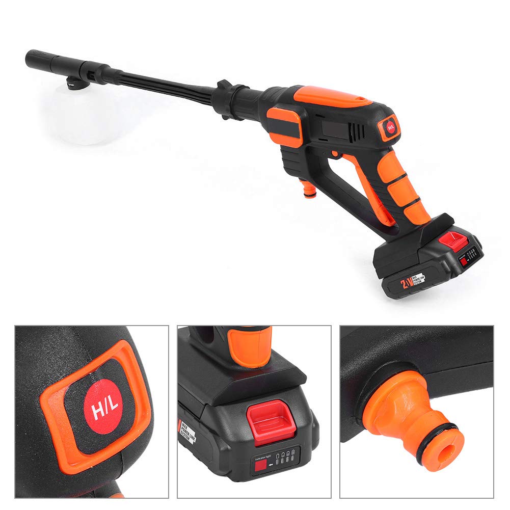 Idropulitrice Auto Portatile, Lavatrice a Pressione 20 V con Batteria LiPo e Pistola ad Acqua, Pulitore Cordless per Lavaggio Veicolo, Casa, Cortile e Superfici Esterne