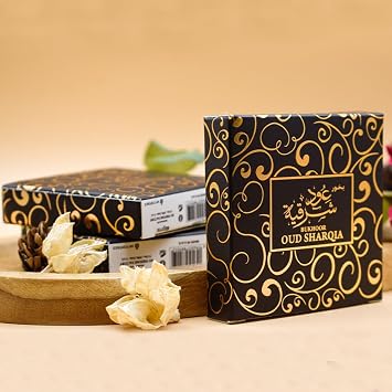 Bakhoor Oud Sharqia Arabic Incense Bricks - Long Lasting | Exotic Woody and Musky Scent - Arabian Oud Rose Use on Frankincense Burner for Meditation and Relaxation (Pack of 03)