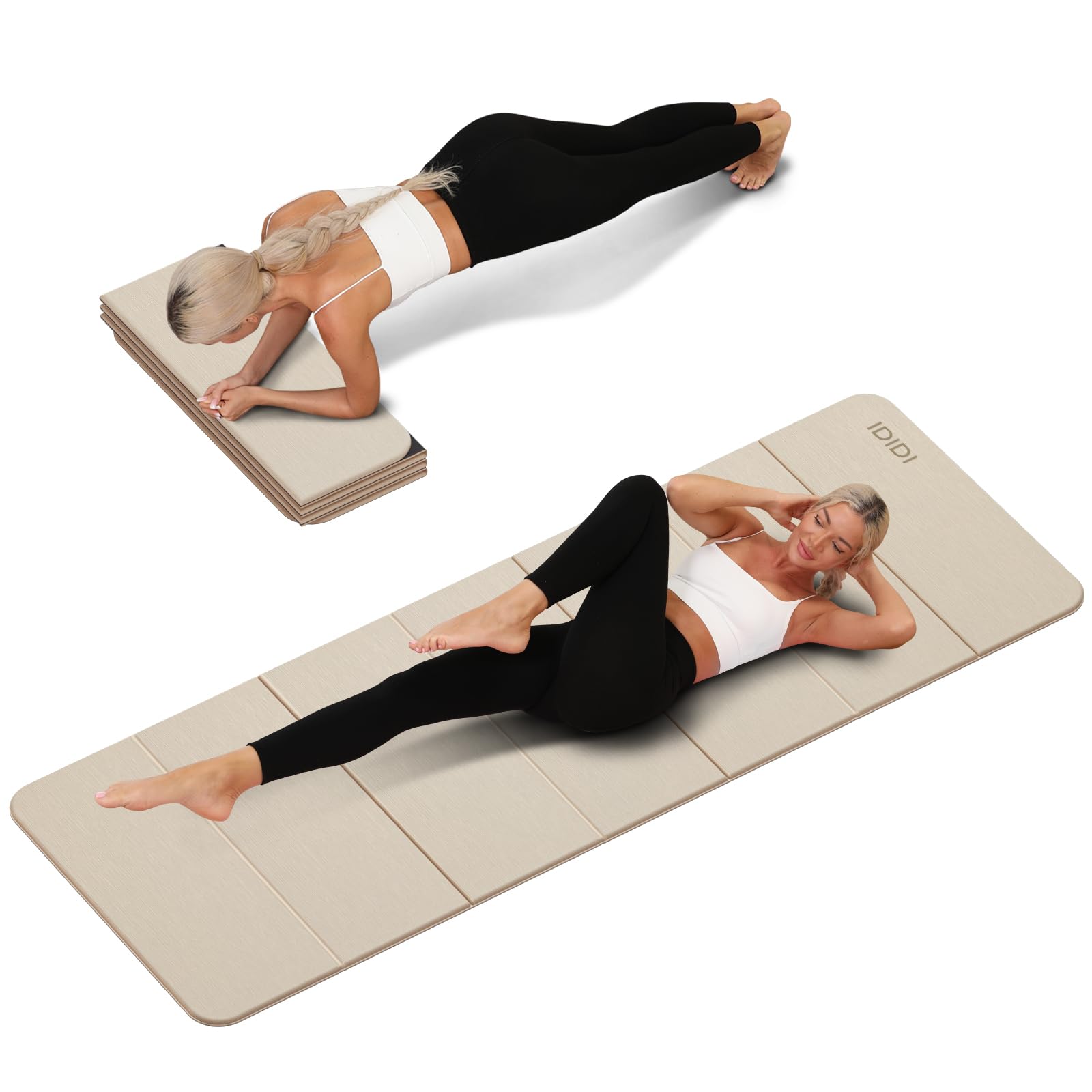 Foldable Yoga Mat Extra Thick 0 32 Inches-SGS Certified POE Material Exercise Mat Non-Slip Design Fitness Mats Multi-Purpose