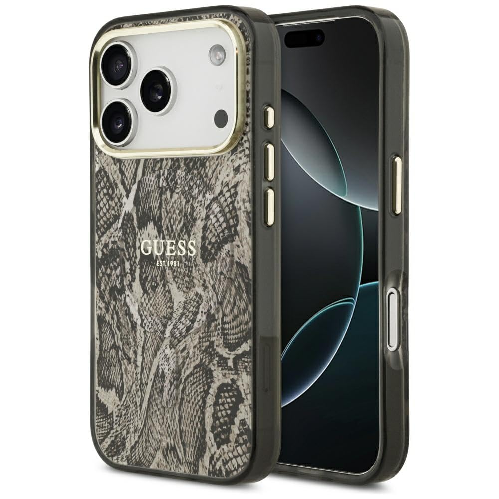 CG MOBILE Guess Python Pattern kompatibel mit MagSafe Hülle für iPhone 17 Pro Max (Braun)