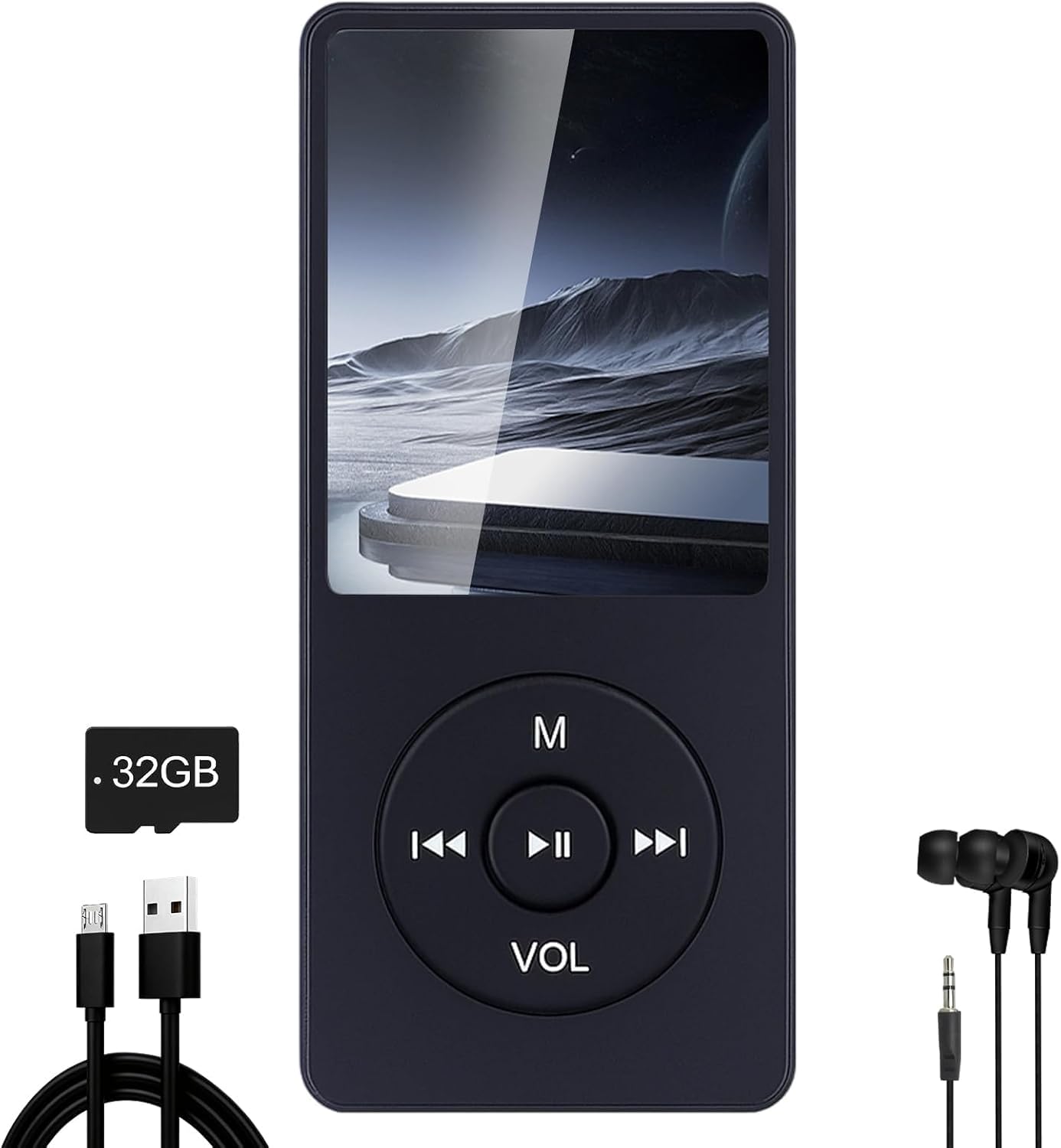 32GB MP3 Lecteur de Musique HiFi Portable sans Perte avec Bleu, with 1.8 inch LCD Screen and Memory Card Slot,Max Support 32GB Memory Card,Appareil Multifonctionnel pour Sport et Enfants