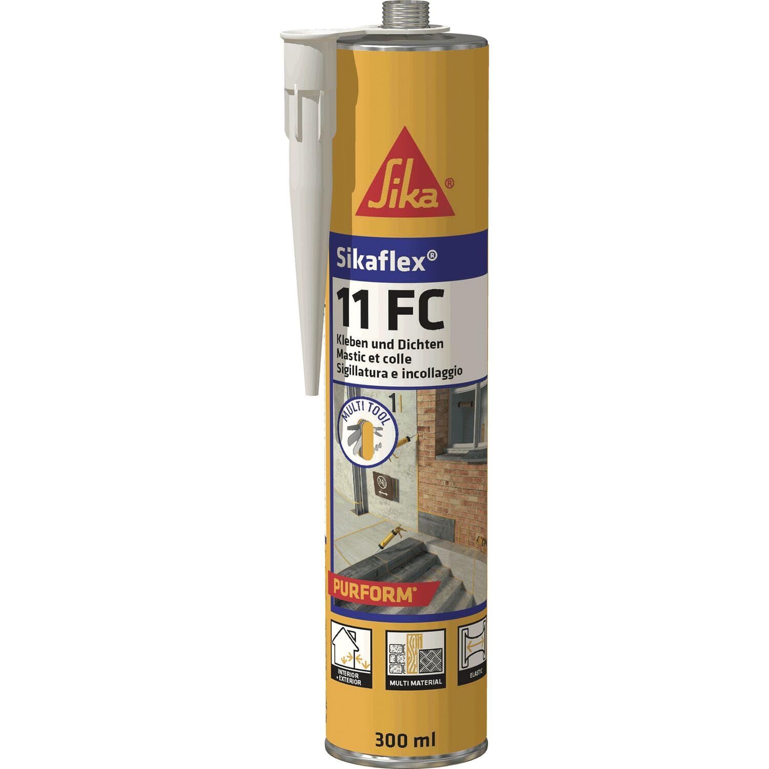 Sikaflex 11 FC betongrau 3x 300ml mit Primer 210, Aktivator 205 und 5x Düsenspitzen - ideal für die Abdichtung von Aluminium und Stahl