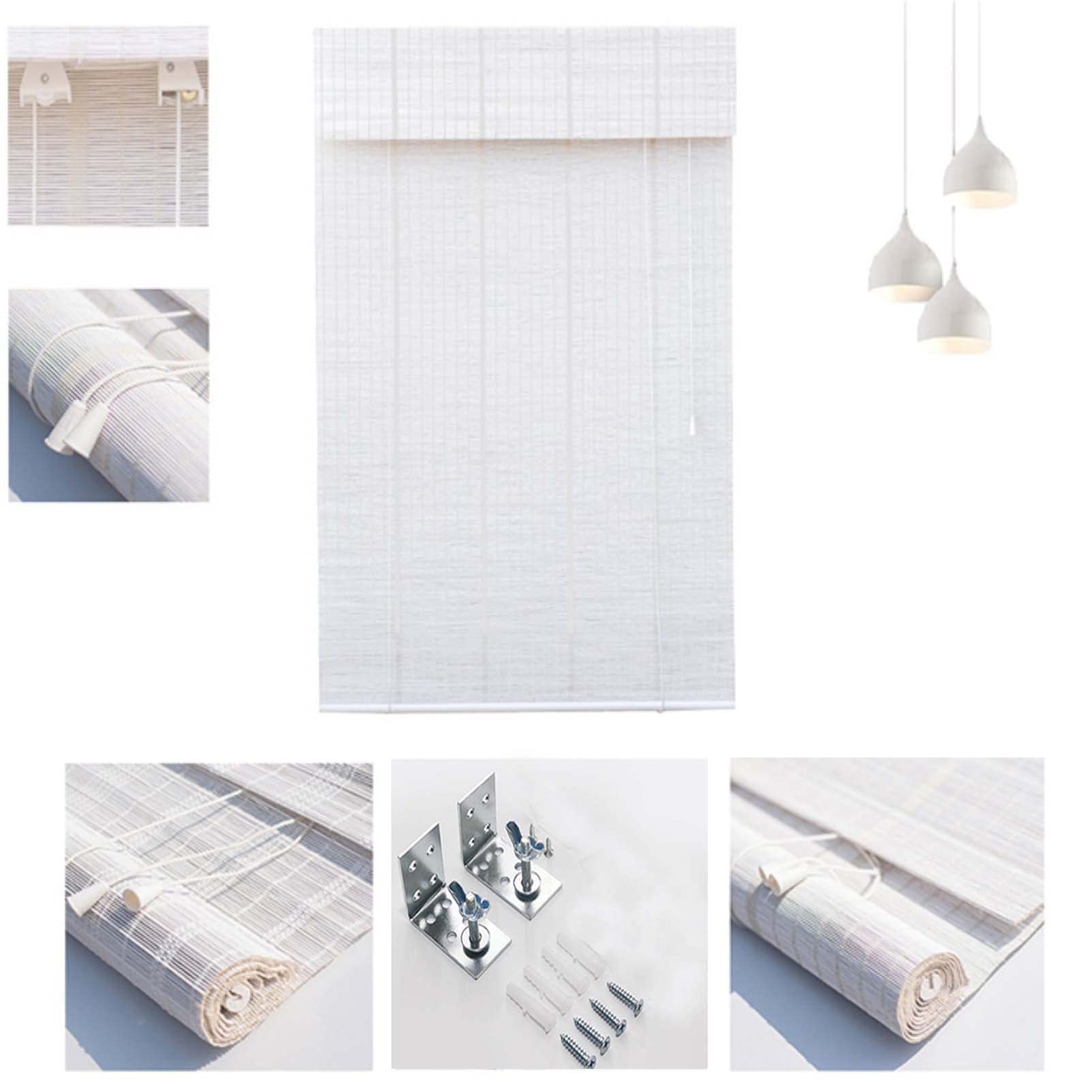 Store Enrouleur Exterieur Bambou Blanc,Bambou Store Enrouleur Bambou Vertical Bambou Naturel Intérieur,Blackout Rideau D'intimité pour Fenêtres Balcon Jardin (100 * 180cm/39 * 71in,A)