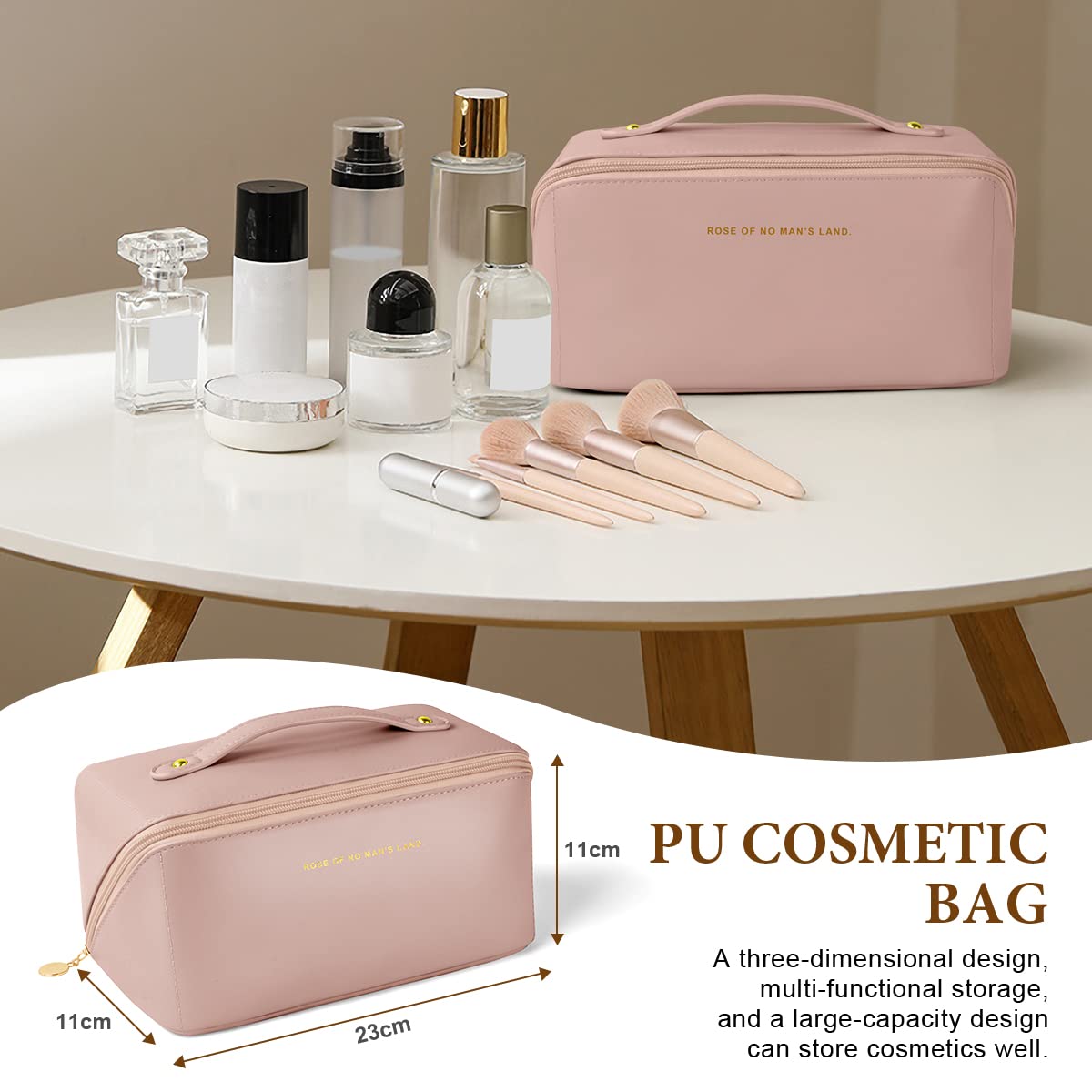 Aucuu Borsa Cosmetica da Viaggio, Beauty Case da Viaggio Donna, Borsa da Viaggio per Cosmetici, Borsa Cosmetica da Donna in Morbida Pelle PU, Borse da Toilette Impermeabile Portatile