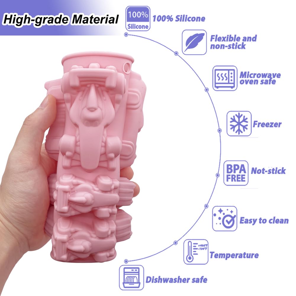 Paquete de 2 moldes de silicona para gelatina de coche de carreras, 9 cavidades, 3D, con temática de coche, bandeja de cubitos de hielo, herramienta de horneado para niños, pastel de chocolate,