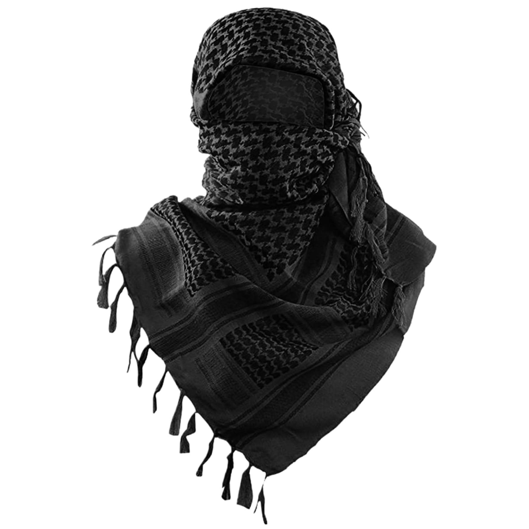 Pastoralist Men's Black Palestine Keffiyeh Shemagh 43X43in Cotton Tactical Scarf With Tassels - Arab Clothing Accessory For (Black)