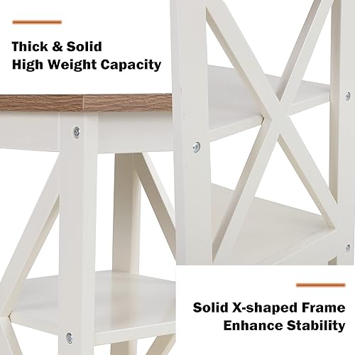 Miniatura 7 de PHI VILLA Juego de 2 mesas auxiliares para sala de estar dormitorio mesita de noche de 3 niveles mesita de noche mesas auxiliares color blanco