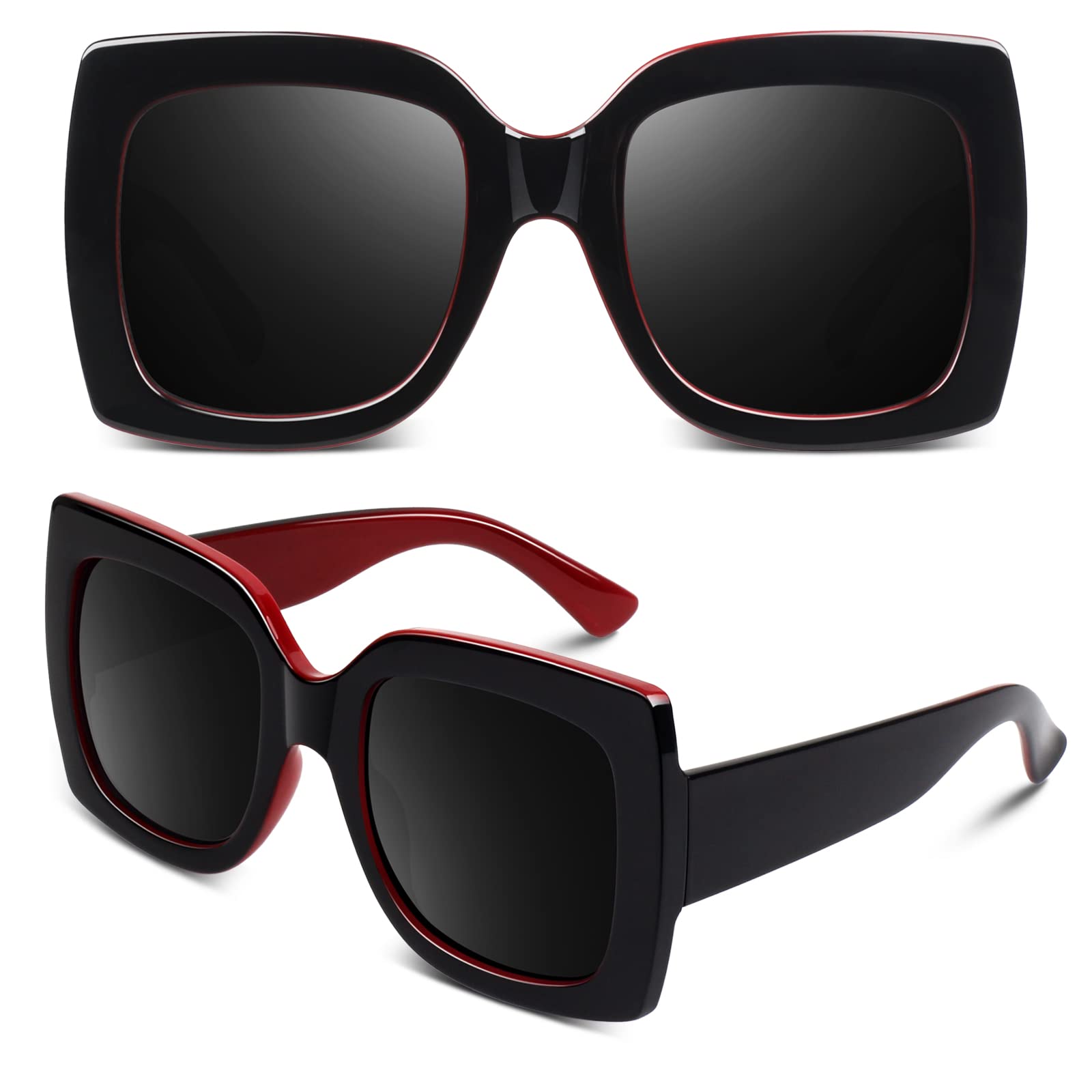 GQUEEN Oversized Square Frame Sunglasses Womens Retro Vintage Trendy Shades S904