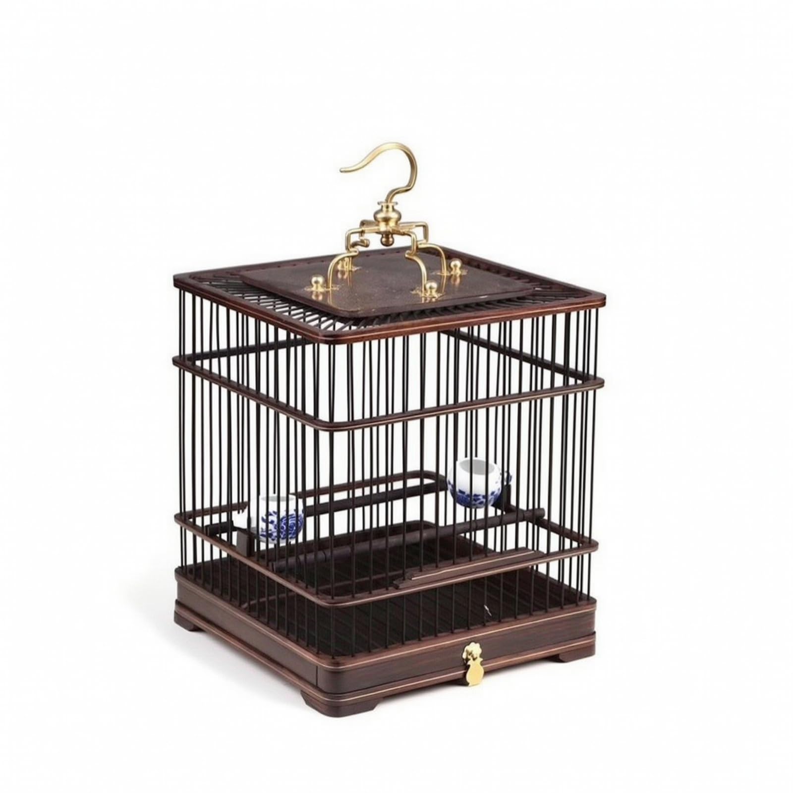 Vogelkäfig mit Kotschublade leicht zu reinigen traditionell für Wohnzimmer, Tisch, 26 26 39CM, Vierkant-Vogelkäfig Aus Lila Sandelholz
