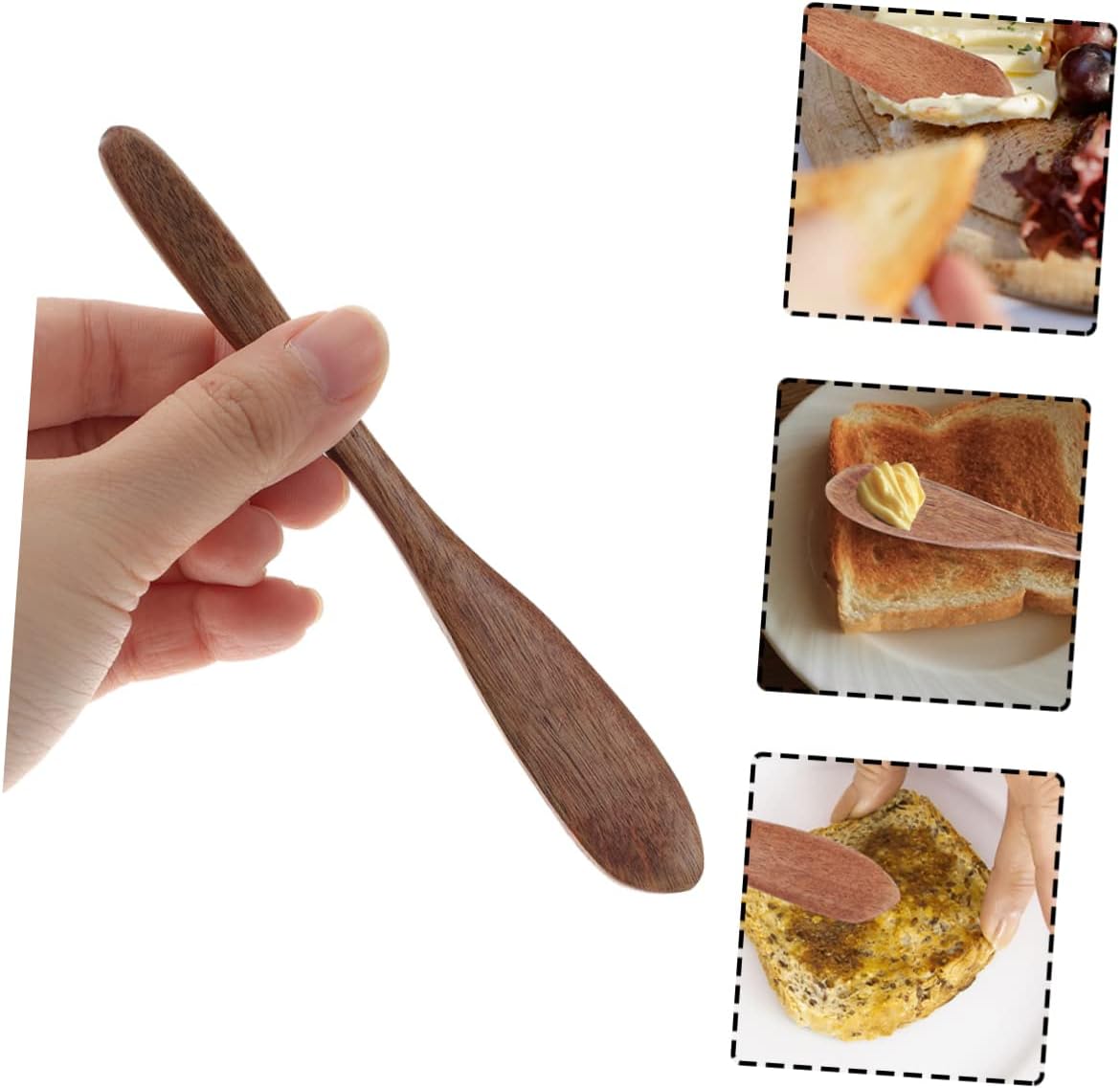 COLLBATH 6pcs Ergonomic Wooden Butter Scrapers Jam Spreaders Premium Spatulas for Baking Cooking Mixing Lightweight Practical Kitchen Utensils for Easy Use