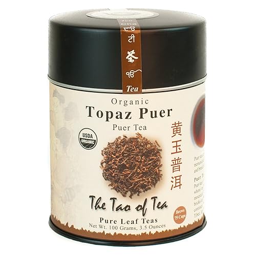 The Tao of Tea, Topaz Puer Pu-er - Té de hoja suelta, lata de 3.5 onzas