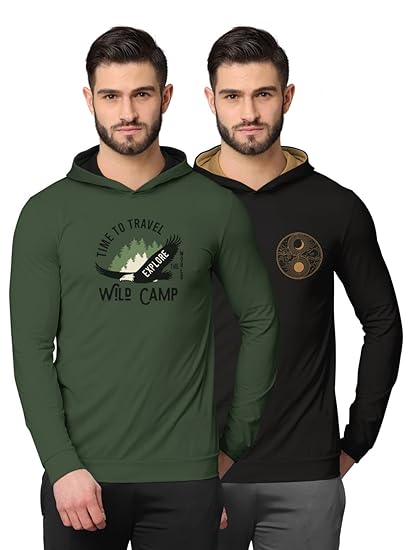 Trendy Front & Back Printed Fullsleeve Hooded Sweatshirt for Men -Combo Pack of 2