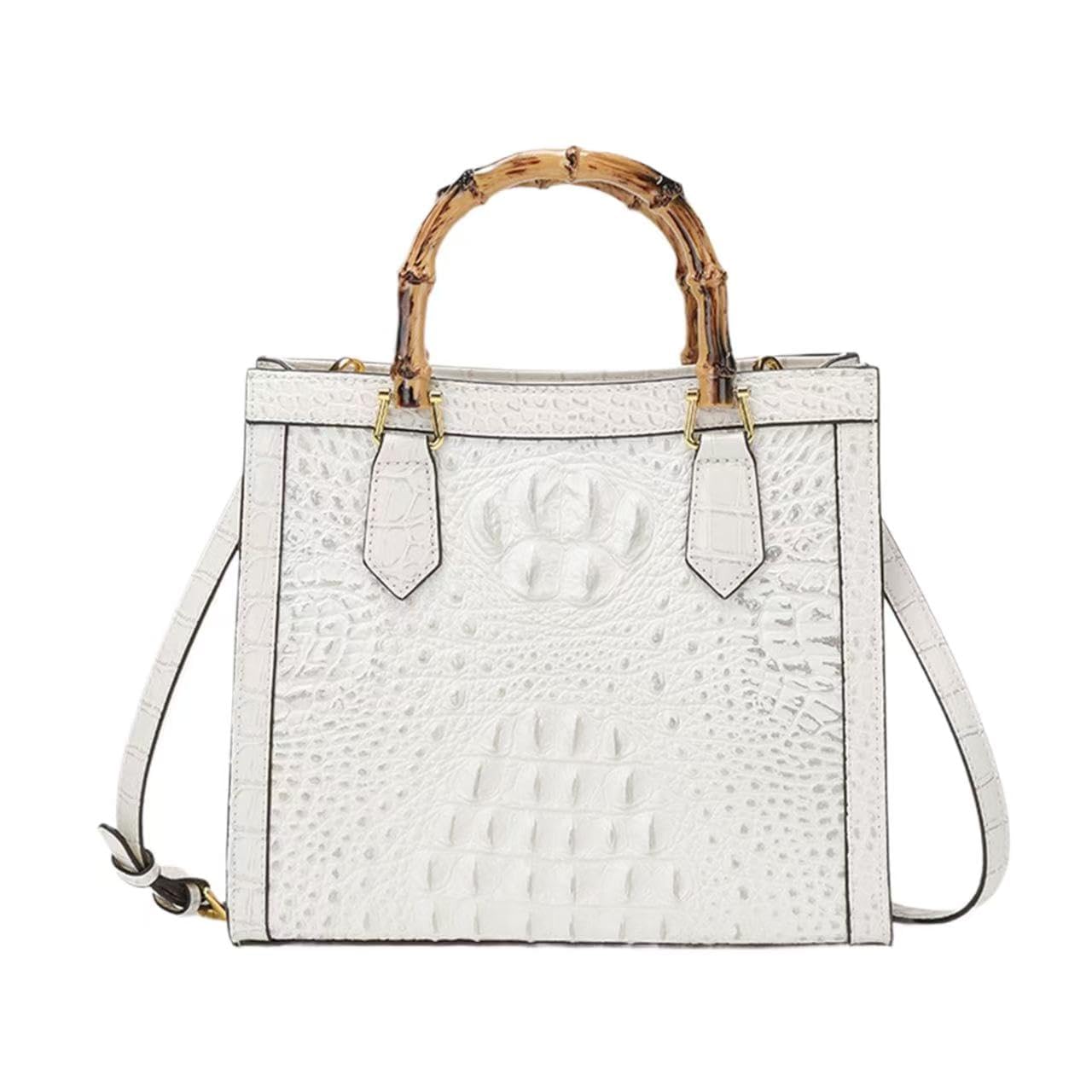 Bolso de mano para mujer, asa en forma de bambú, bolsa cruzada de piel sintética con asa superior