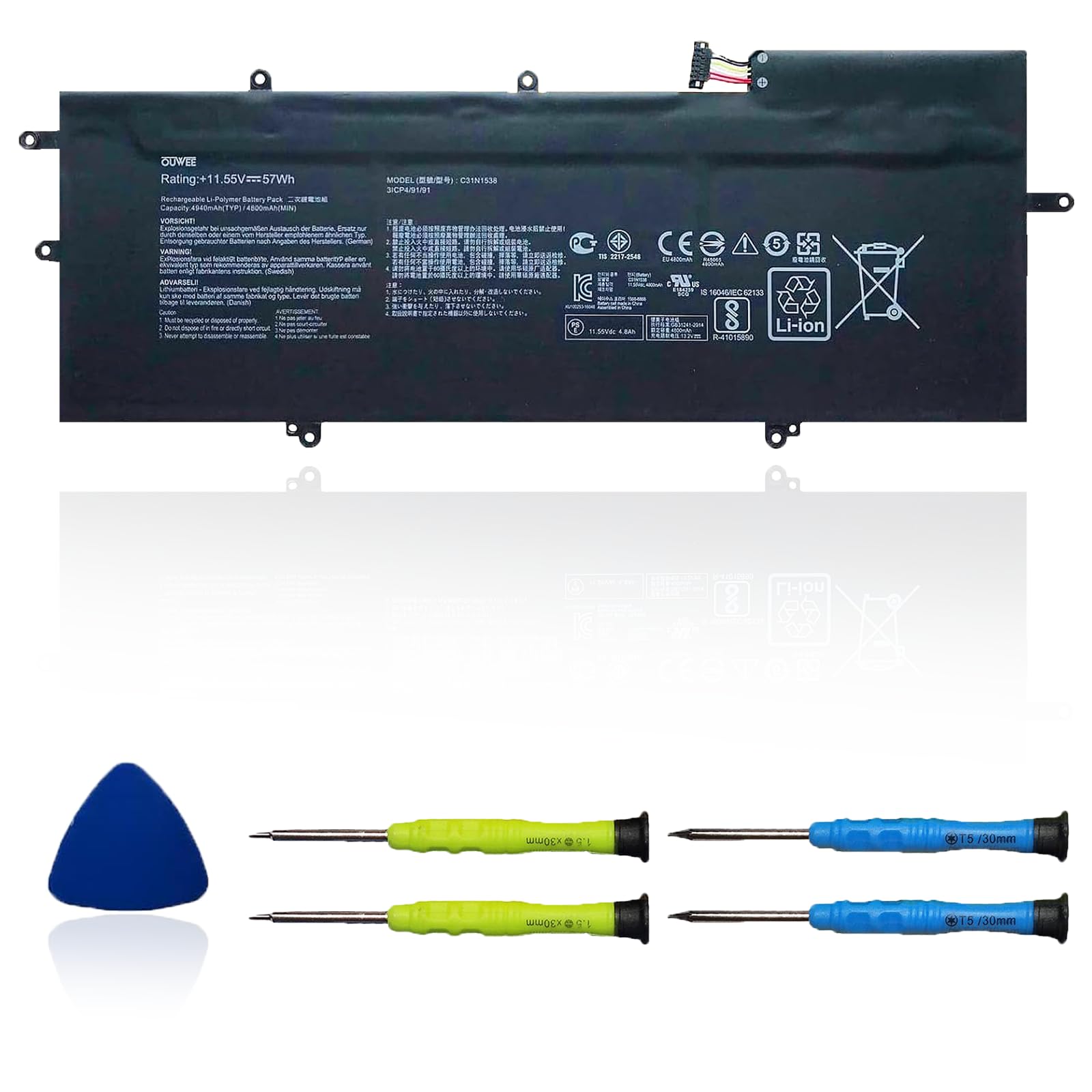 OUWEE C31N1538 Laptop Battery Compatible with ASUS ZenBook Q324UA UX360UA UX360UA-C4010T UX360UAK Series Notebook 0B200-02080000 11.55V 57Wh 4940mAh
