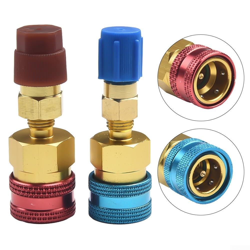 Lot de 2 adaptateurs de connecteur de coupleur rapide, adaptateur R1234yf vers R134a, kit de conversion de connecteur latéral haut et bas pour charge CA R-1234yf système de climatisation raccord de