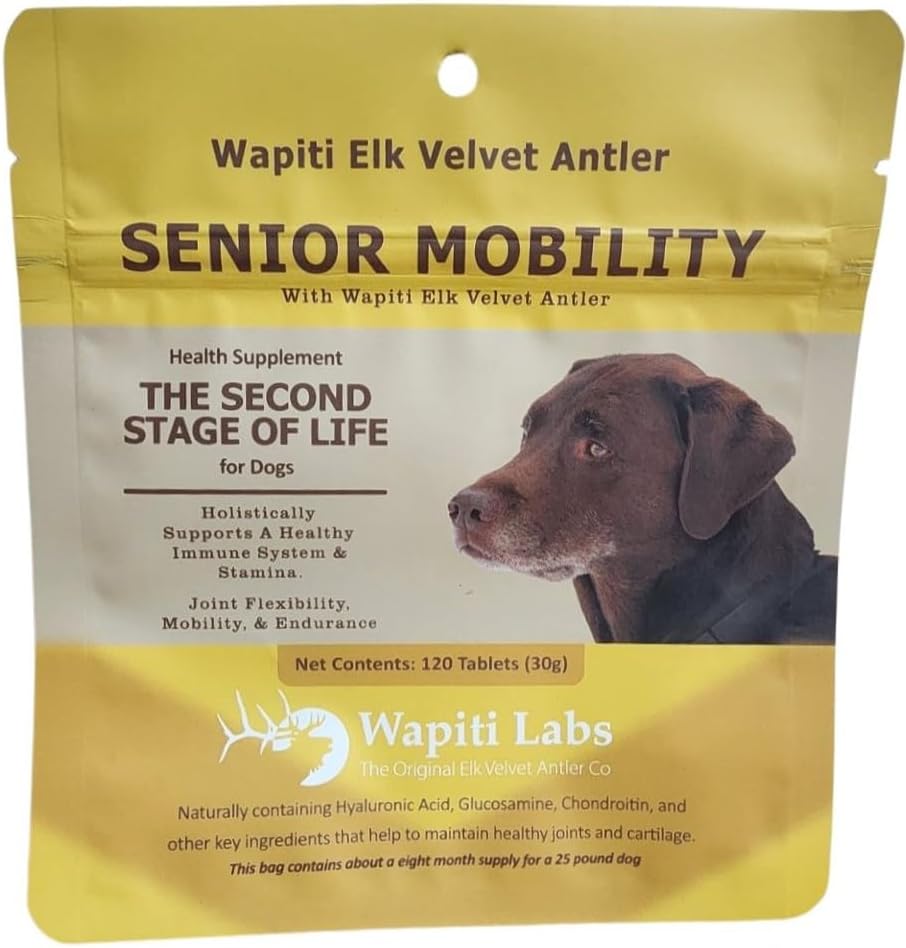 120 Count Senior Dog Mobility with Elk Velvet Antler Tablets